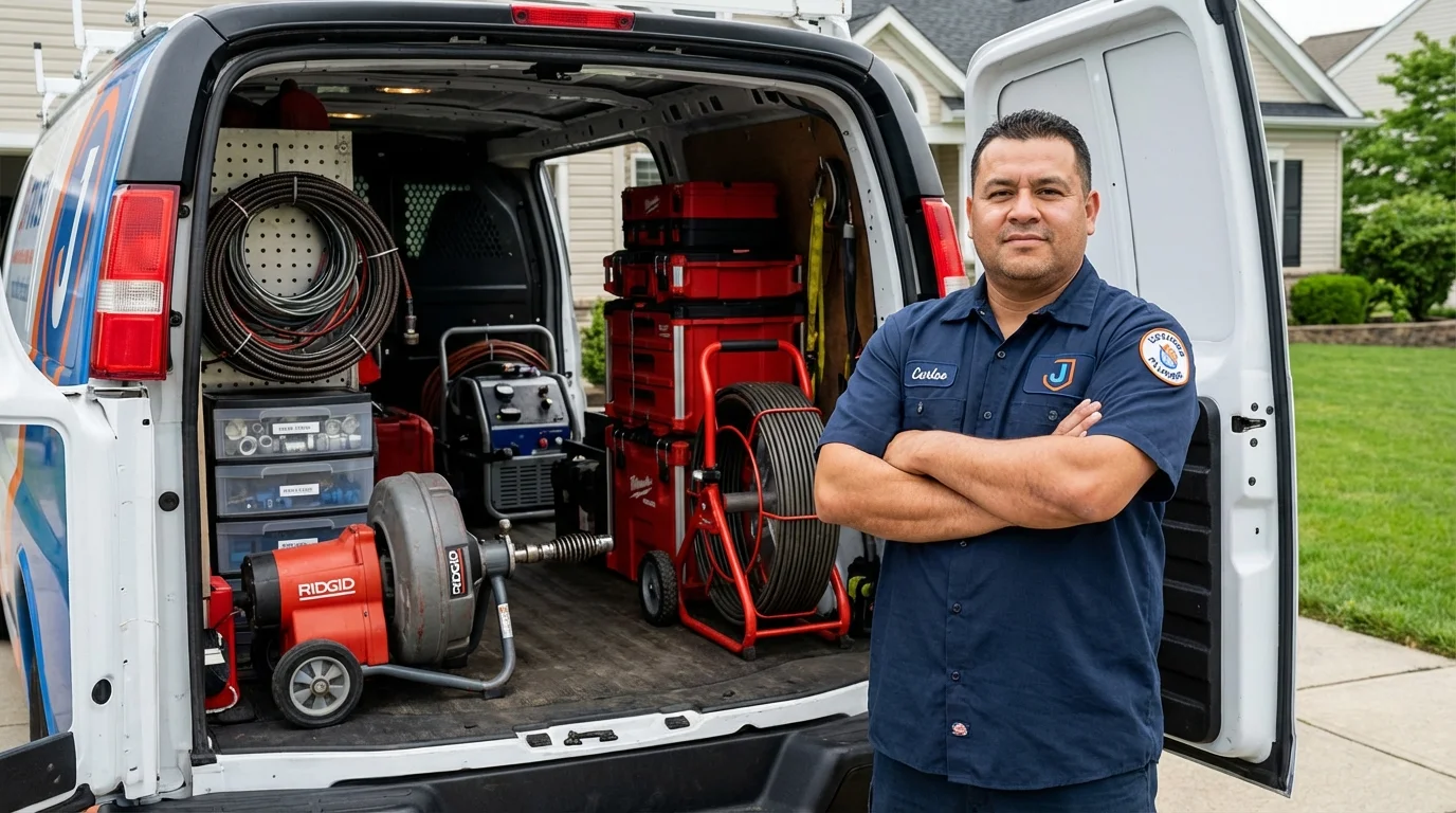Professional drain cleaning equipment and Johns Plumbing LLC plumber in Hooper