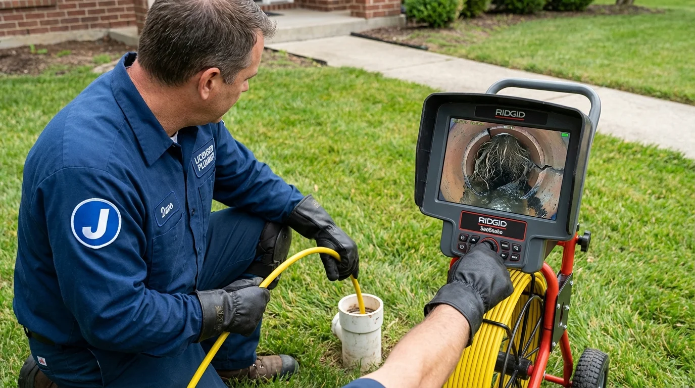 Sewer camera inspection being performed by Johns Plumbing LLC in Hooper