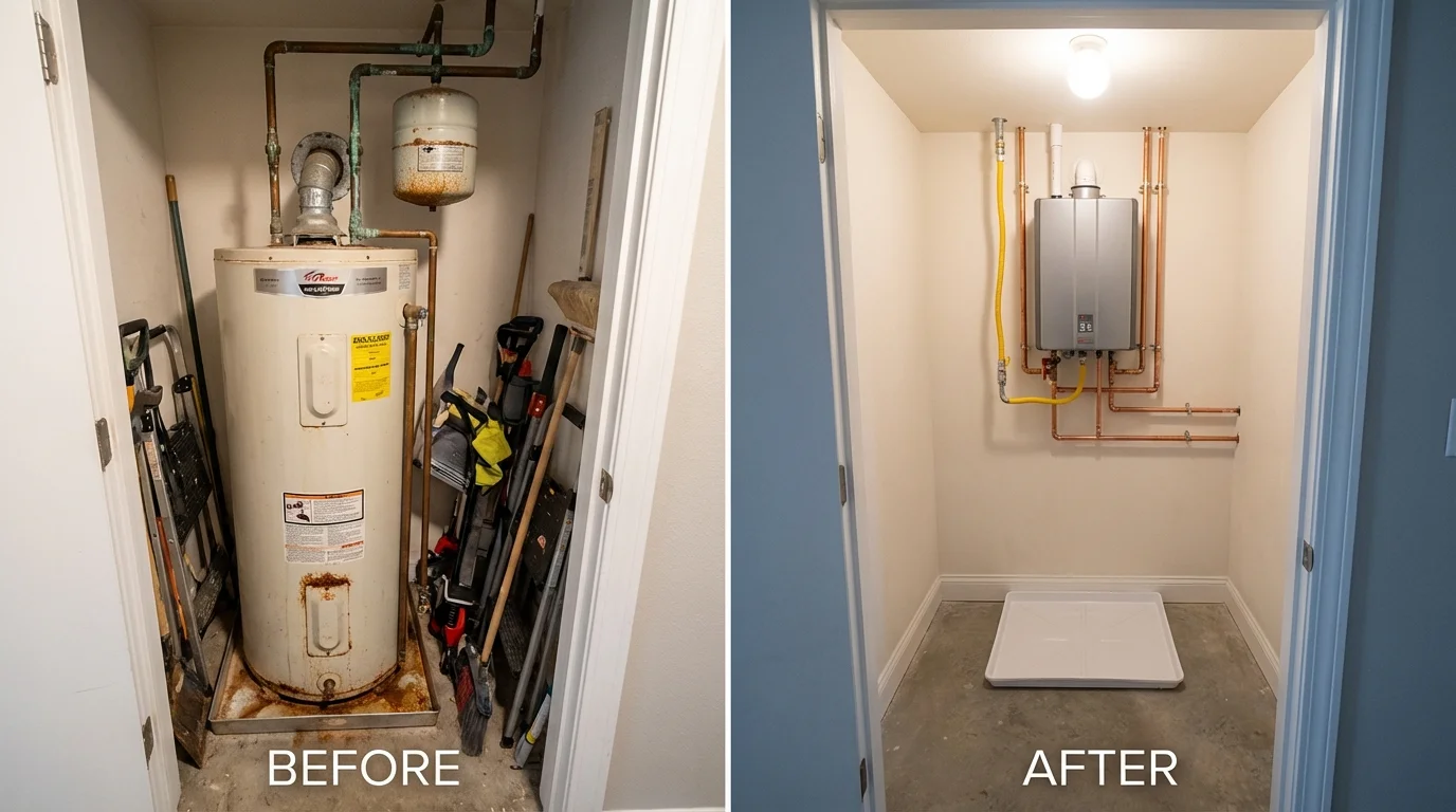 Tank water heater versus wall-mounted tankless unit comparison for Hooper, UT homeowners