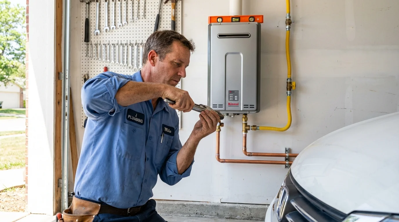 Tankless water heater installation by a Johns Plumbing LLC plumber in Hooper